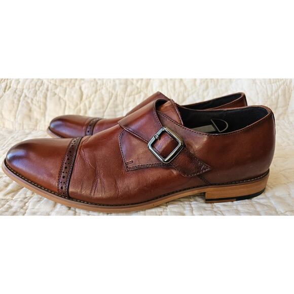 Stacy Adams Duncan Cap Toe Single Buckle Monk Strap Shoes Sz 13M Cognac Leather - Picture 2 of 6